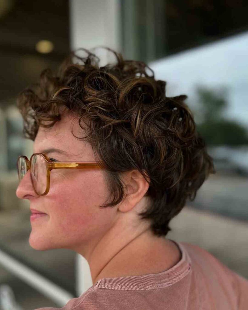 10. The Soft Curly Pixie with Wispy Bangs