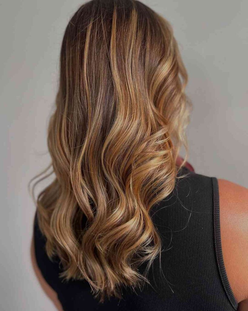 Golden Caramel Highlights on Bronzed Skin