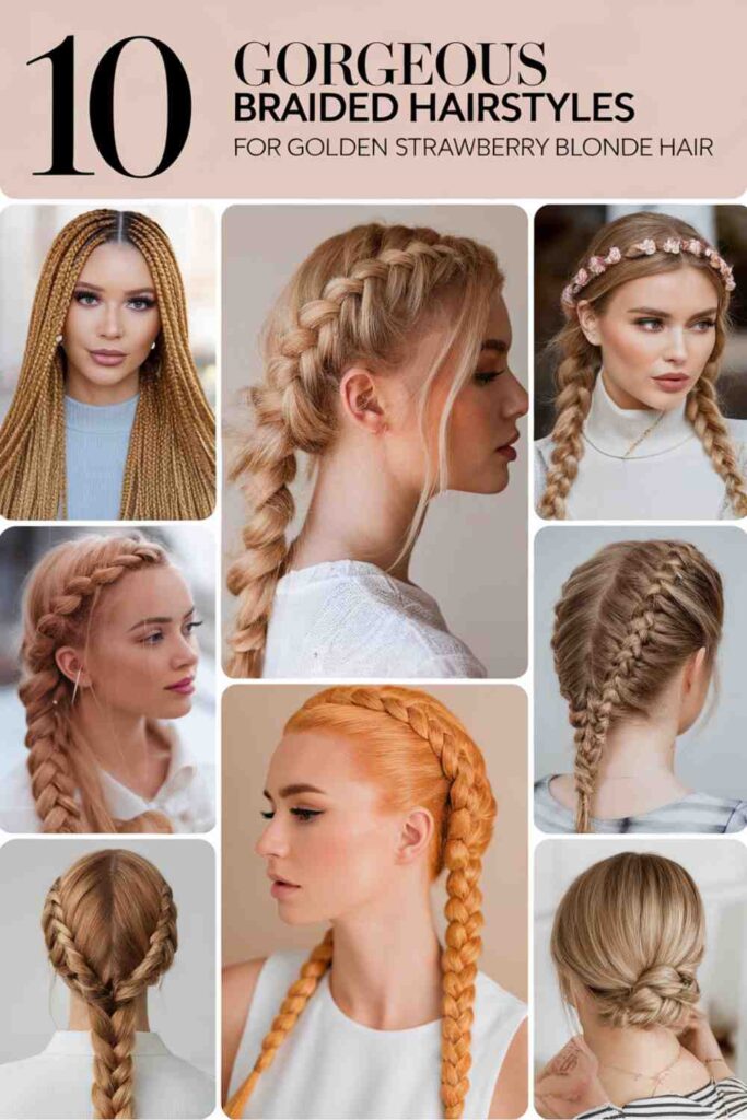 braided hairstyles for golden strawberry blonde hair