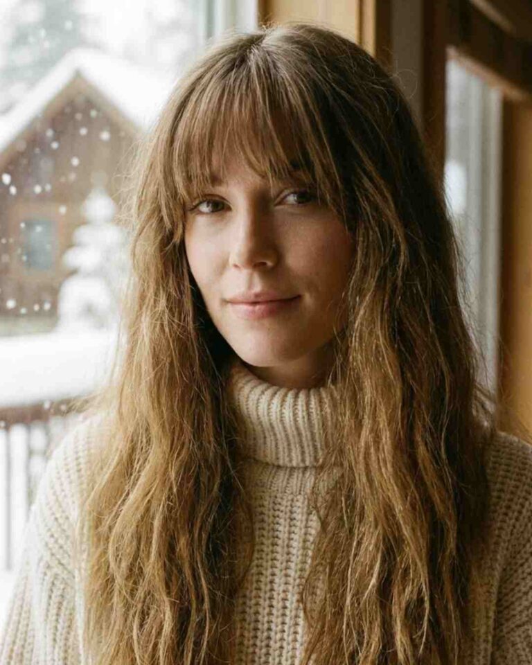 Winter-Ready Bangs: Cozy Long Hairstyles for Cold Weather
